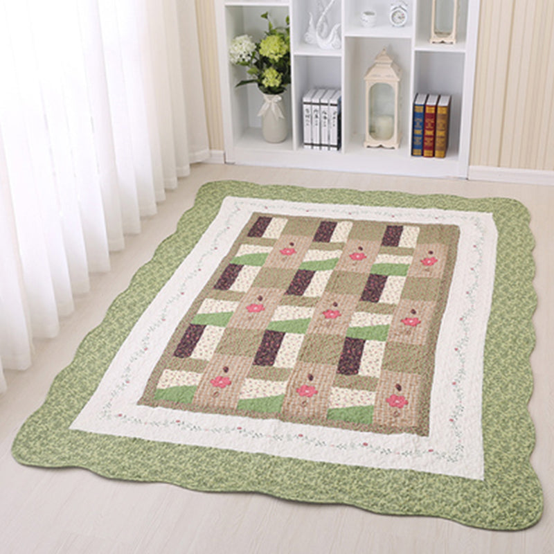Minimalist Decoration Rug Multi Colored Plaid Printed Indoor Rug Cotton Non-Slip Pet Friendly Area Carpet