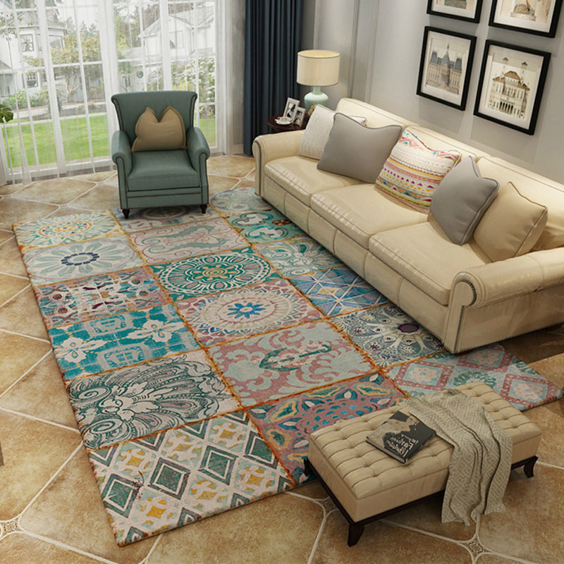 Antike Wohnzimmer Teppich mehrfarbig florale gedruckte Gegend Teppich Polypropylen Anti-Rutsch-Waschmaschine in Innenrad