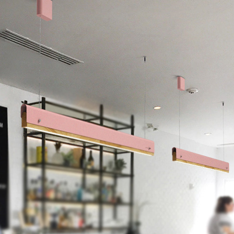 Rectángulo Coste de techo Ligera Modernismo de madera y metal 23.5 "/35.5"/47 "de ancho 1 blanco/rosa/rosa/amarillo kit de lámpara colgante