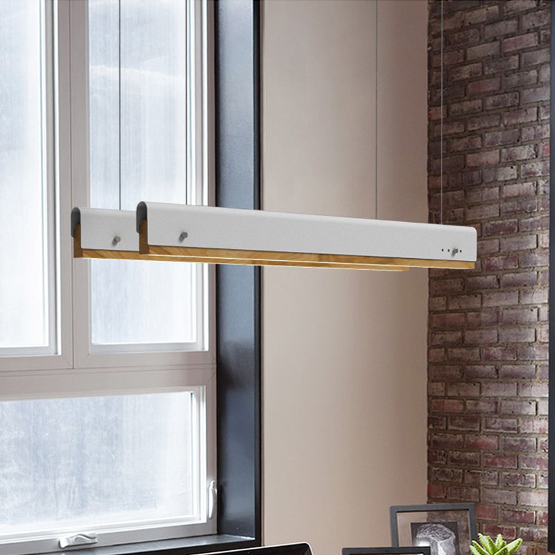 Rectangle Plafond Pendant Light Modernisme en bois et métal 23,5 "/35,5" / 47 "de large 1 kit de lampe suspendue blanc / rose / jaune clair