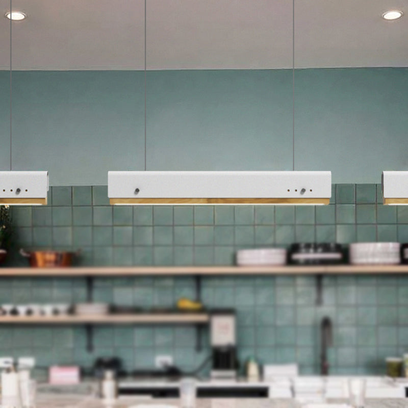 Rectangle Plafond Pendant Light Modernisme en bois et métal 23,5 "/35,5" / 47 "de large 1 kit de lampe suspendue blanc / rose / jaune clair