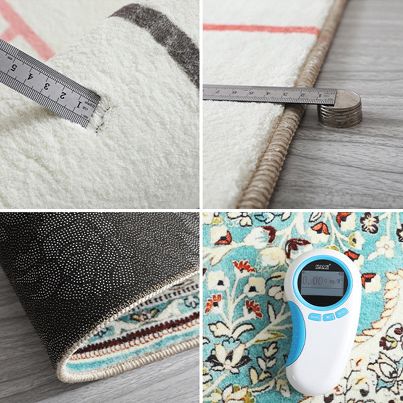 Antique Living Room Rug Multi Colored Flower Printed Area Carpet Non-Slip Backing Pet Friendly Easy Care Indoor Rug