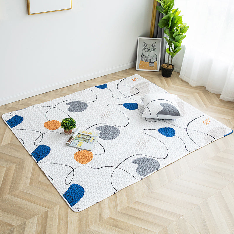Modern Geometric Printed Rug Multicolored Cotton Area Carpet Non-Slip Backing Stain-Resistant Indoor Rug for Bedroom