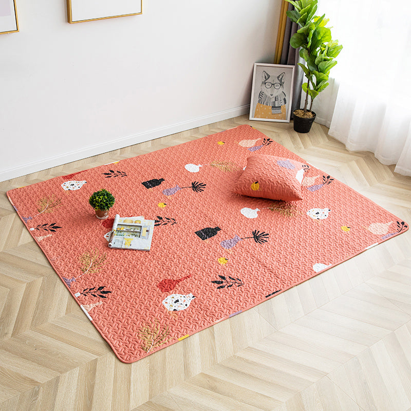 Modern Geometric Printed Rug Multicolored Cotton Area Carpet Non-Slip Backing Stain-Resistant Indoor Rug for Bedroom