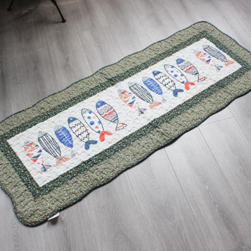 Modern Cartoon Printed Rug Multicolored Cotton Area Carpet Non-Slip Pet Friendly Washable Indoor Rug for Room