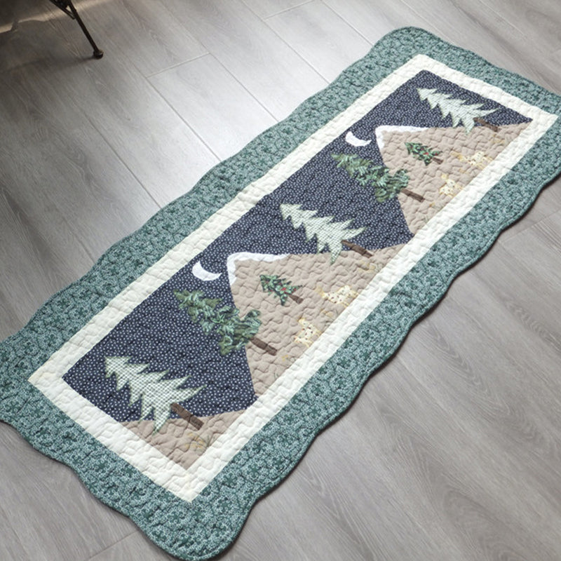 Modern Cartoon Printed Rug Multicolored Cotton Area Carpet Non-Slip Pet Friendly Washable Indoor Rug for Room