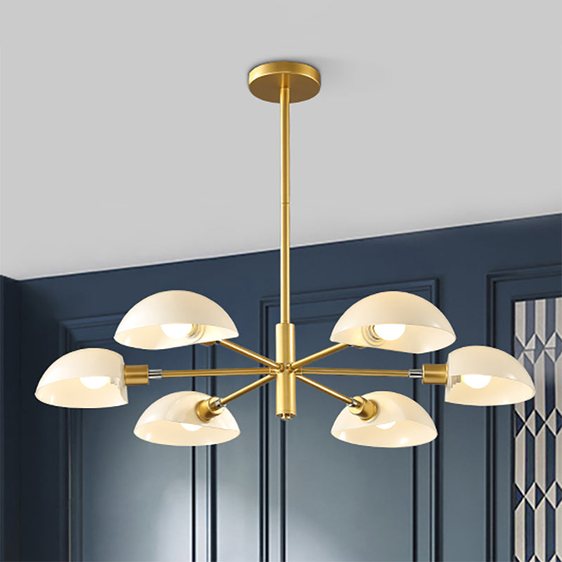 1/2 Tiers Chandelier Lamp Spoon Shade Nordic Simple Style Metal 4/6/8 Lights Hanging Ceiling Light with Black/Gold Rod