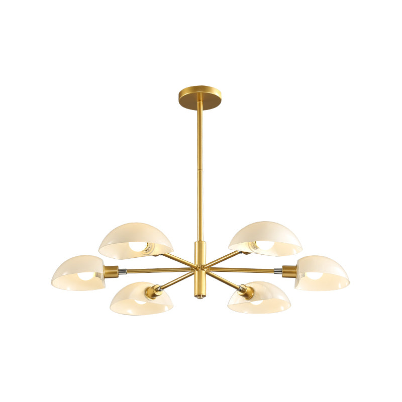 1/2 Tiers Chandelier Lamp Spoon Shade Nordic Simple Style Metal 4/6/8 Lights Hanging Ceiling Light with Black/Gold Rod