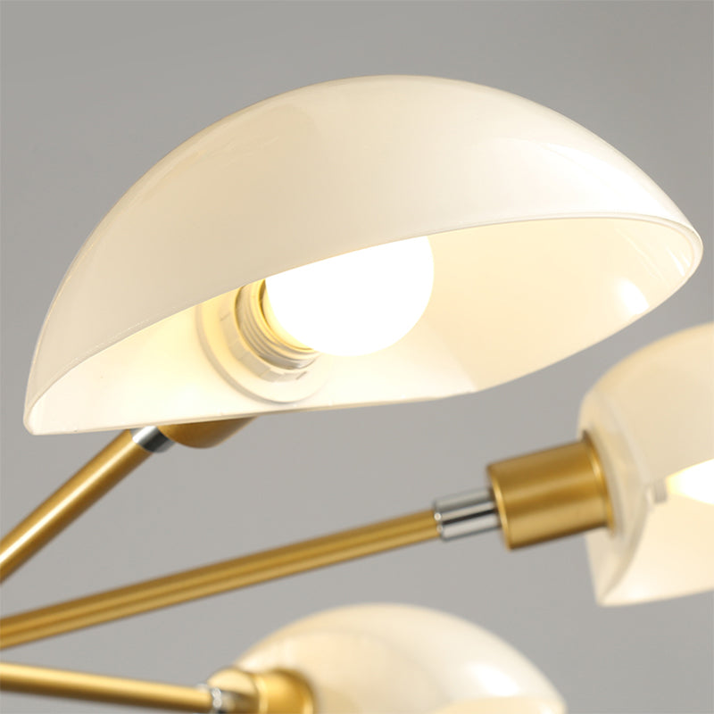 1/2 Tiers Chandelier Lamp Spoon Shade Nordic Simple Style Metal 4/6/8 Lights Hanging Ceiling Light with Black/Gold Rod