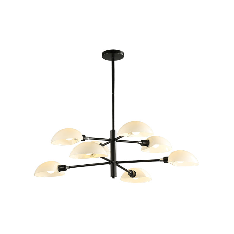 1/2 Tiers Chandelier Lamp Spoon Shade Nordic Simple Style Metal 4/6/8 Lights Hanging Ceiling Light with Black/Gold Rod