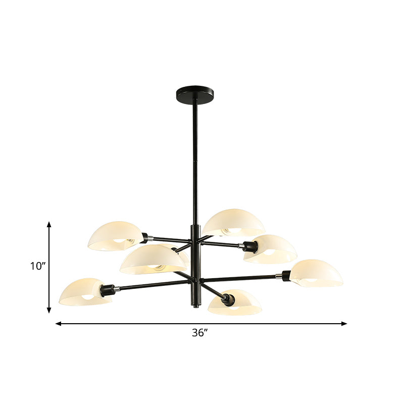 1/2 Tiers Chandelier Lamp Spoon Shade Nordic Simple Style Metal 4/6/8 Lights Hanging Ceiling Light with Black/Gold Rod