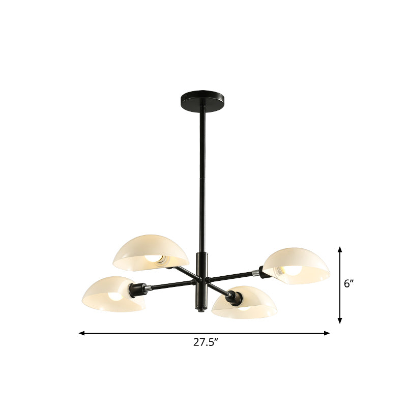 1/2 Tiers Chandelier Lamp Spoon Shade Nordic Simple Style Metal 4/6/8 Lights Hanging Ceiling Light with Black/Gold Rod
