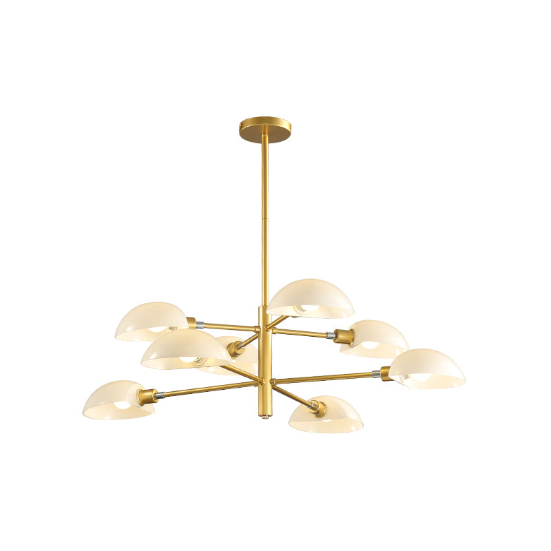 1/2 Tiers Chandelier Lamp Spoon Shade Nordic Simple Style Metal 4/6/8 Lights Hanging Ceiling Light with Black/Gold Rod