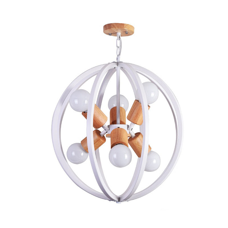 Globe Kronleuchter anheizt helles nordisches Holz LED schwarz/weiß hängende Anhängerlampe für Schlafzimmer