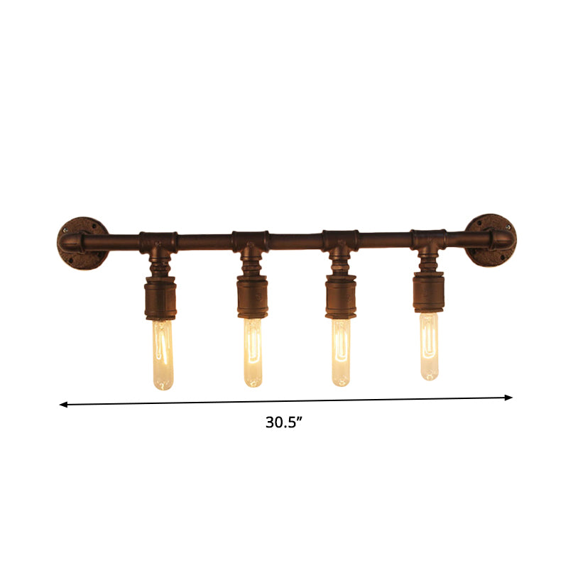 Eisen schwarzer Wand Licht gerade Rohr 2/4/6 Lampen Industrielle Wandleuchte für Wohnzimmer