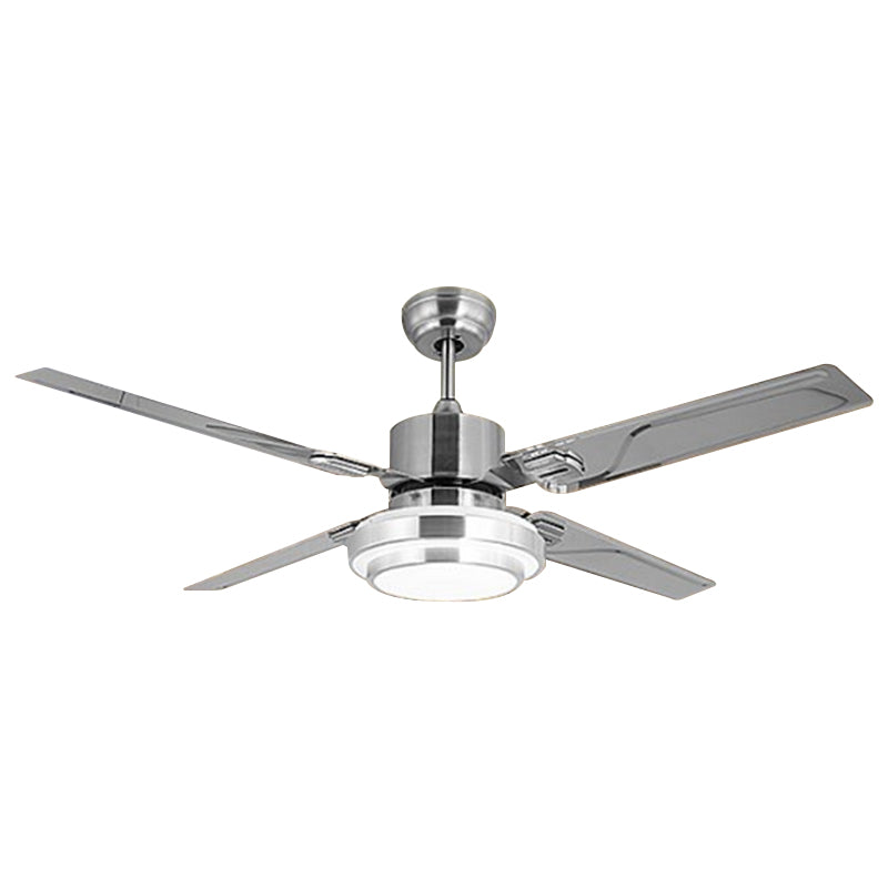 LED Kürbis halb Flush Lighting Moderne Silber Finish Metall 4 Blades Deckenlüfter Lampenlampe, 42 "W.