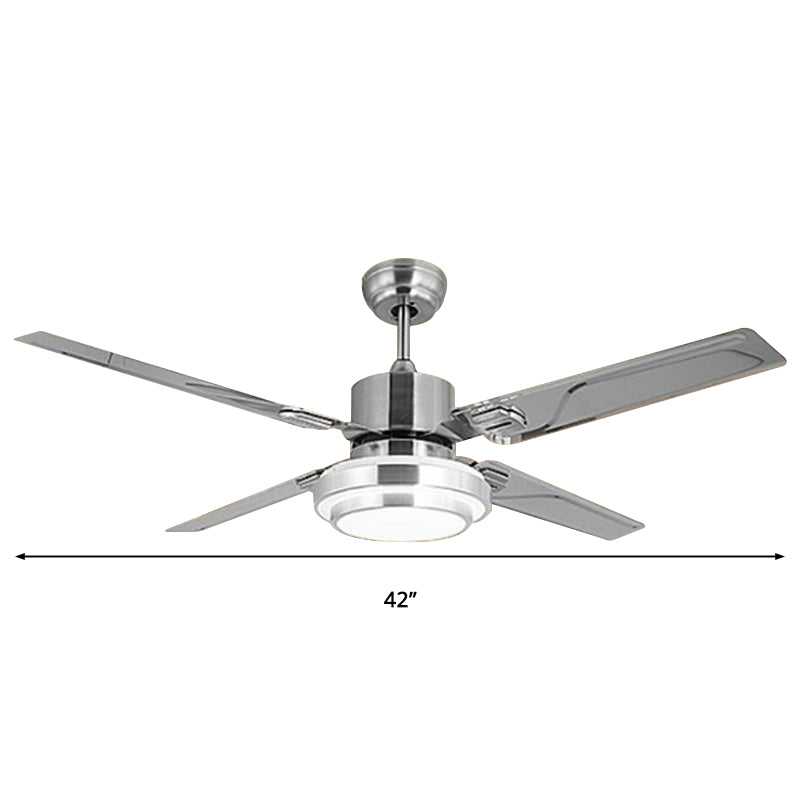 LED Kürbis halb Flush Lighting Moderne Silber Finish Metall 4 Blades Deckenlüfter Lampenlampe, 42 "W.