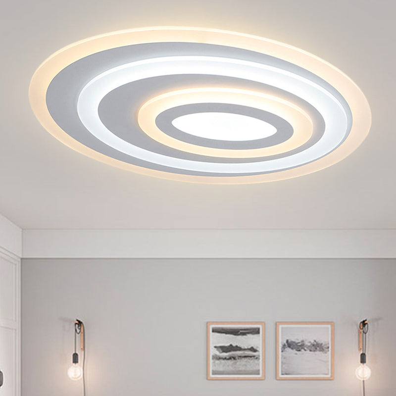 16"/19.5/25.5" Wide Oval Acrylic Flush Lamp Contemporary LED White Flush Mount Ceiling Fixture in Warm/White Light