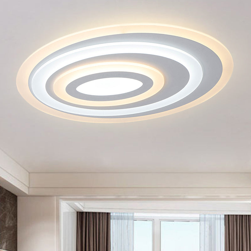 16"/19.5/25.5" Wide Oval Acrylic Flush Lamp Contemporary LED White Flush Mount Ceiling Fixture in Warm/White Light