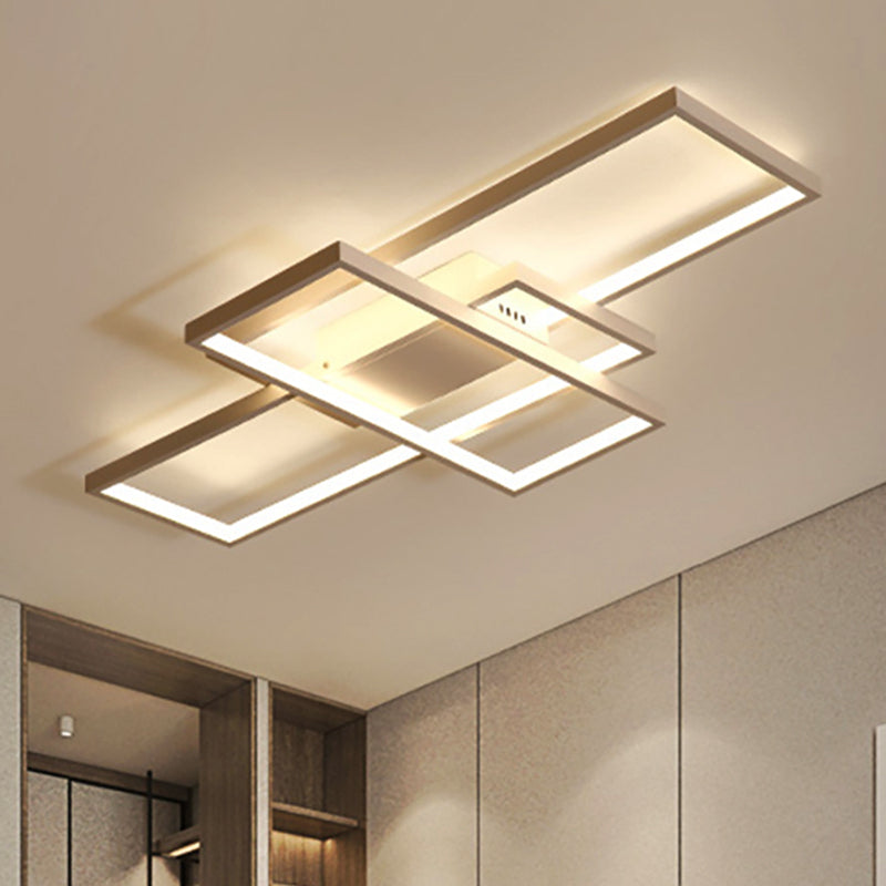 35.5"/43" Wide Black/White 3-Rectangle Ceiling Light Modern LED Acrylic Semi Flush Mount Light in Warm/White Light