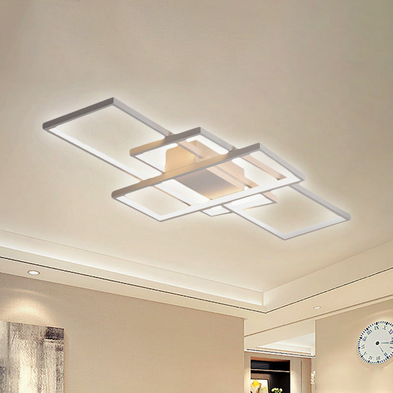 35.5"/43" Wide Black/White 3-Rectangle Ceiling Light Modern LED Acrylic Semi Flush Mount Light in Warm/White Light
