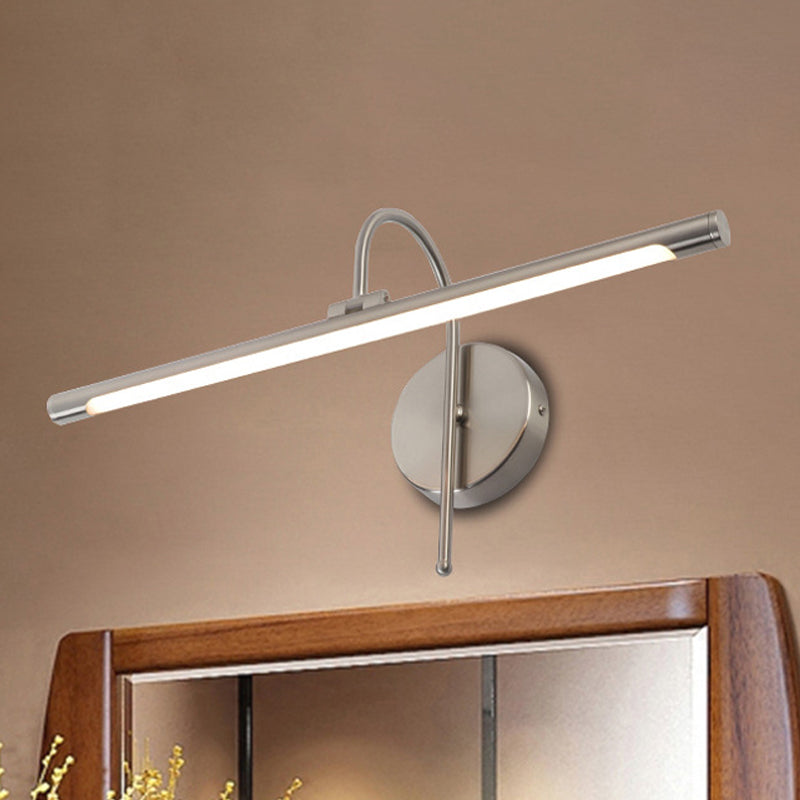 Zeitgenössische LED -Wandlampe mit Metallschatten Schwarz/Nickel Röhrenförmiger Waschtischlampe über dem Spiegel, 16 "/20" Durchmesser