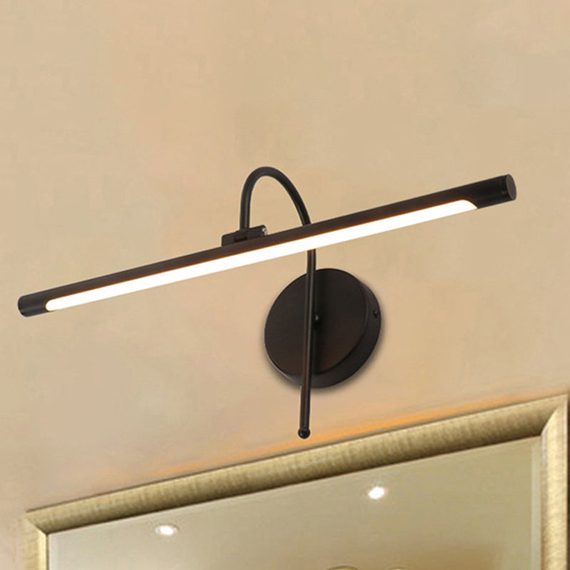 Zeitgenössische LED -Wandlampe mit Metallschatten Schwarz/Nickel Röhrenförmiger Waschtischlampe über dem Spiegel, 16 "/20" Durchmesser