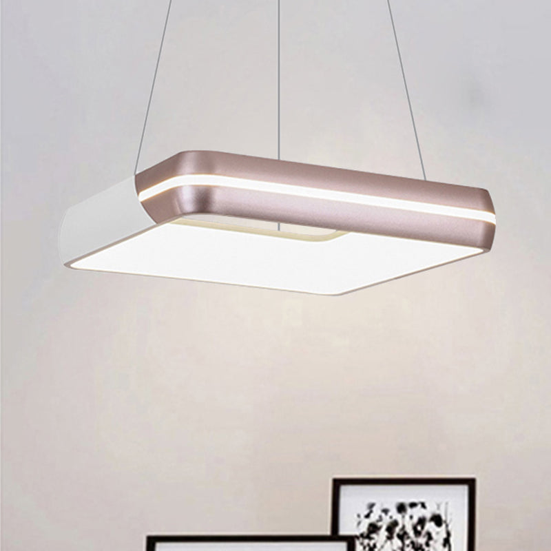 Iluminación colgante cuadrado moderno metal led rosa oro colgante colgante de colgante para comedor para comedor