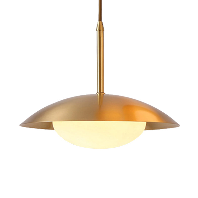 Hemisphere Metal Hanging Light mit Glasschatten einfacher Stil goldener einzelner Kopf Anhänger Licht für Esszimmer