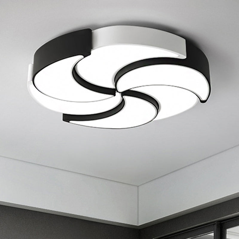 Circular Flush Mount Lighting with Windmill Design Contemporary Acrylic 19.5/"/23.5"/31" W LED Black and White Ceiling Light, Warm/White Light