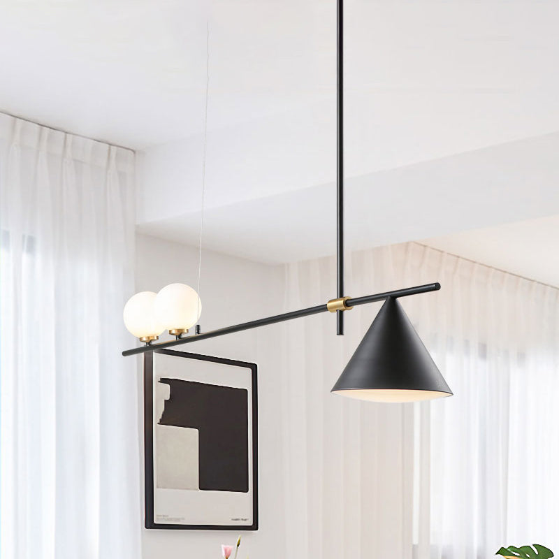 Triplo lampadario lineare Lamera lineare Contemporary Metal Island Lighting in nero/oro