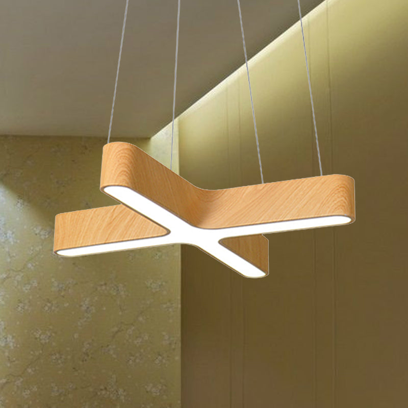 Lampe suspendue en bois de bois LED moderne 23,5 "/35,5" de largeur de plafond de largeur de largeur avec diffuseur opaline