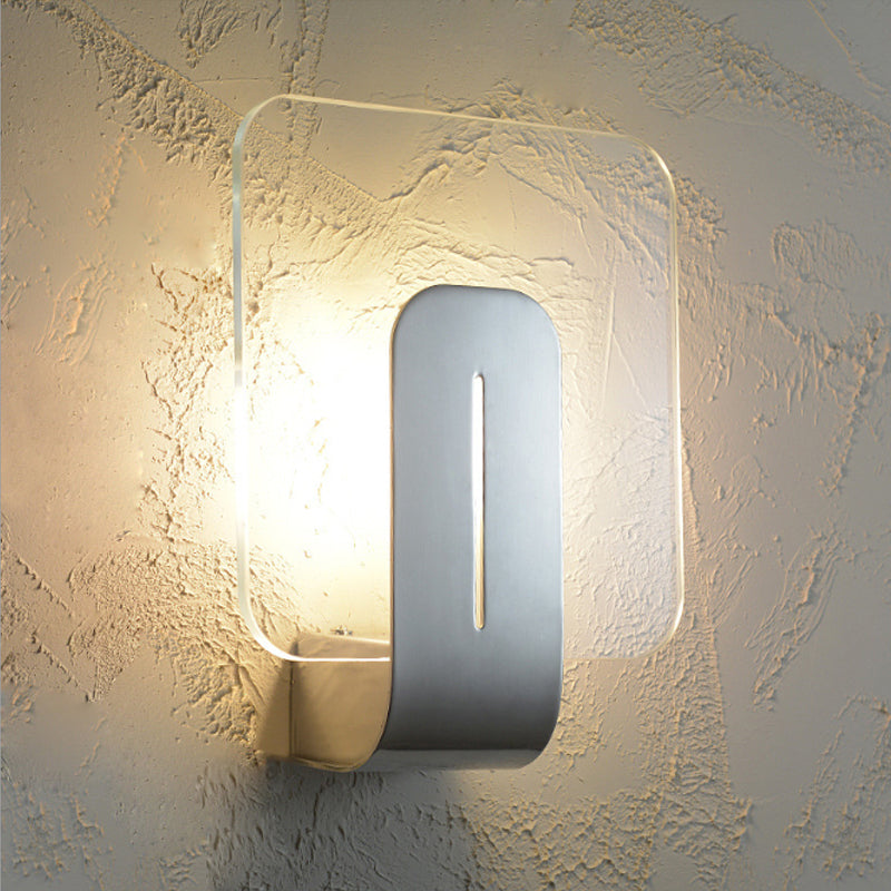 1 lumière de la salle de bain LED LED avec une teinte en verre transparent carré lampe murale nickel en lumière chaude / blanche