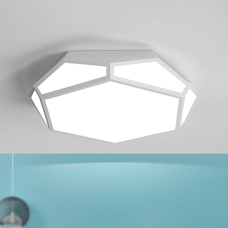 16.5"/20.5" Dia Metal Geometric Flush Mount Lighting with Acrylic Shade Nordic Black/White LED Ceiling Light in Warm/White
