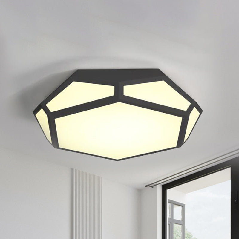 16.5"/20.5" Dia Metal Geometric Flush Mount Lighting with Acrylic Shade Nordic Black/White LED Ceiling Light in Warm/White