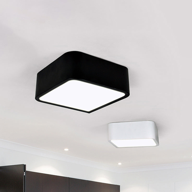 Plafonnier encastré carré en métal de 10 "/ 14" de large, LED moderne, blanc/noir, plafonnier encastré en blanc/lumière chaude