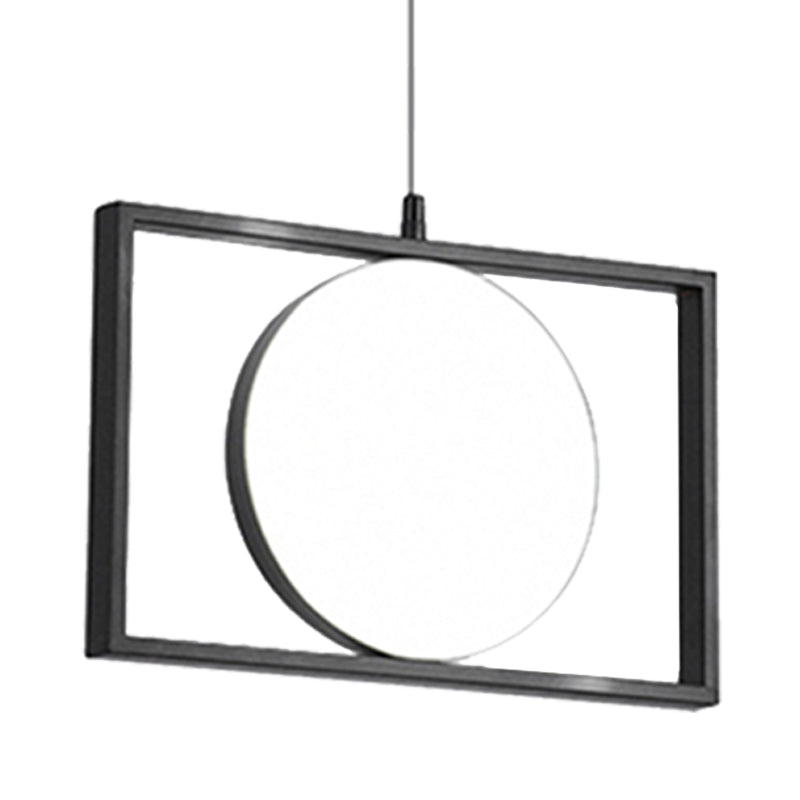 Luz colgante de colgante de rectángulo negro después