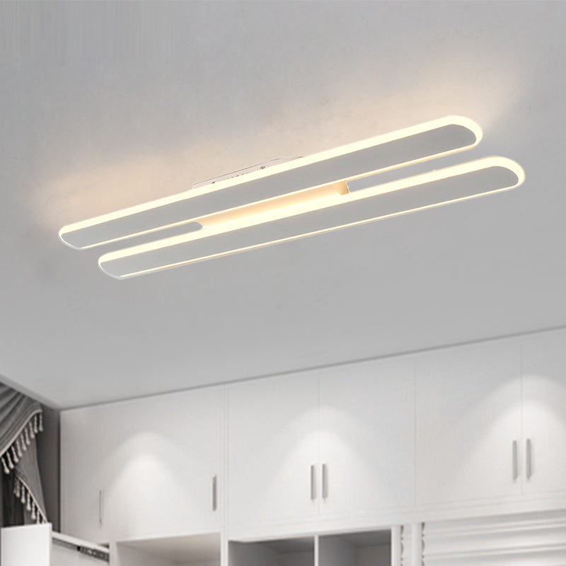 18"/23.5"/31.5" Wide LED Living Room Flush Mount Light with Parallel Linear Acrylic Shade Beige Ceiling Light in Warm/White Light