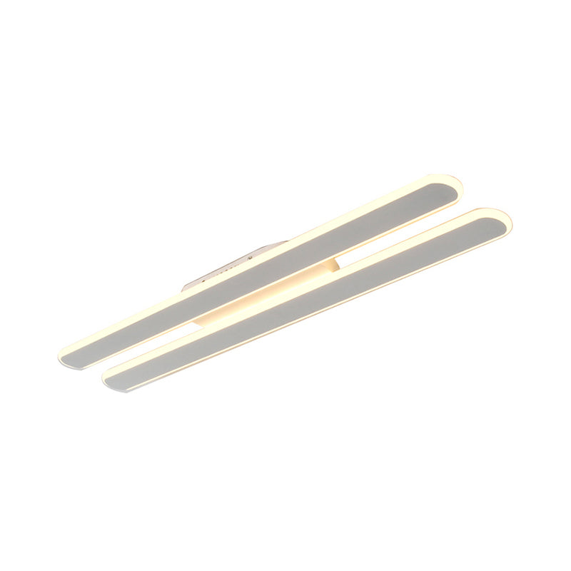 18"/23.5"/31.5" Wide LED Living Room Flush Mount Light with Parallel Linear Acrylic Shade Beige Ceiling Light in Warm/White Light