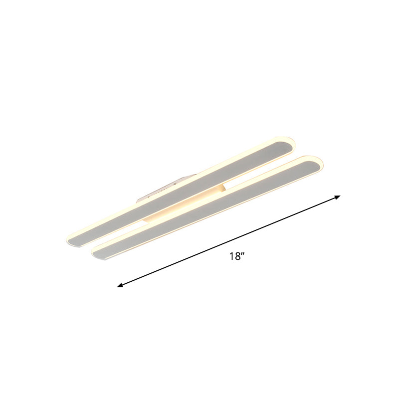 18"/23.5"/31.5" Wide LED Living Room Flush Mount Light with Parallel Linear Acrylic Shade Beige Ceiling Light in Warm/White Light