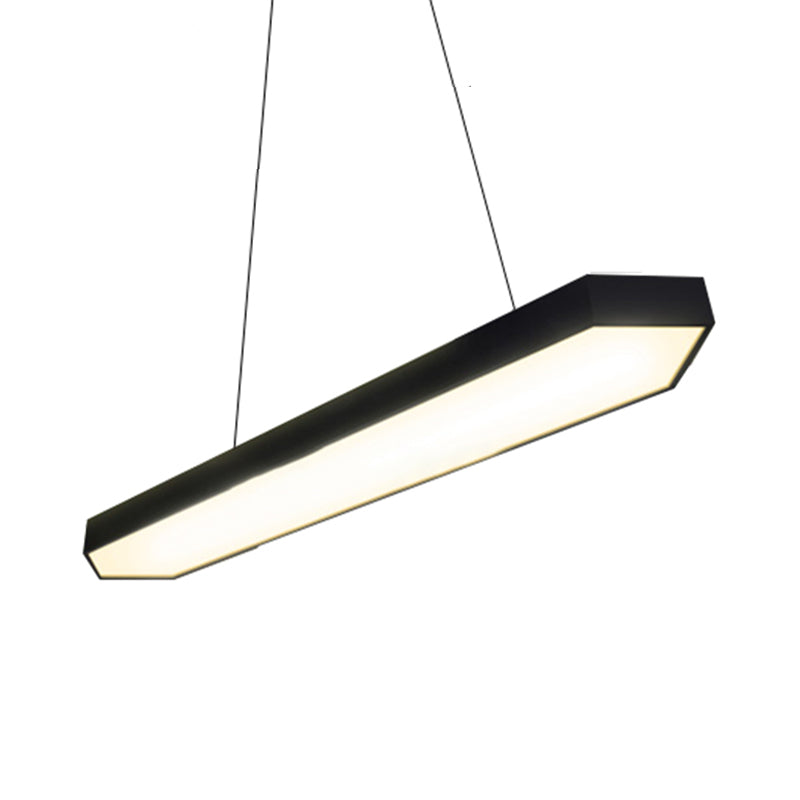 Éclairage pendentif linéaire en métal Kit de lampe suspendue à LED moderne blanc / noir / argent en lumière blanche / chaude / naturelle, 4 "/ 8" / 12 "de large