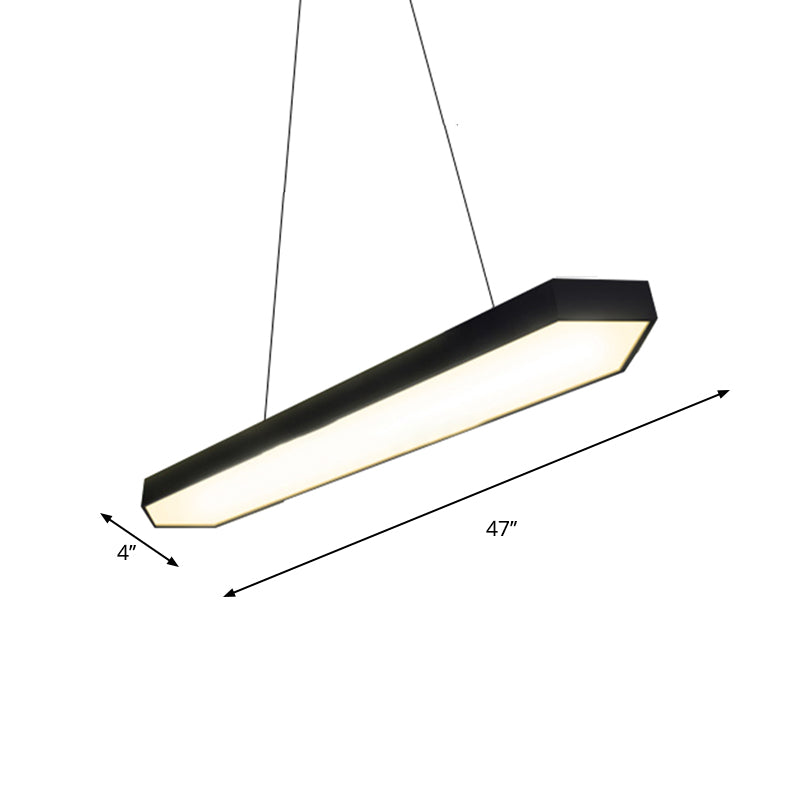 Éclairage pendentif linéaire en métal Kit de lampe suspendue à LED moderne blanc / noir / argent en lumière blanche / chaude / naturelle, 4 "/ 8" / 12 "de large
