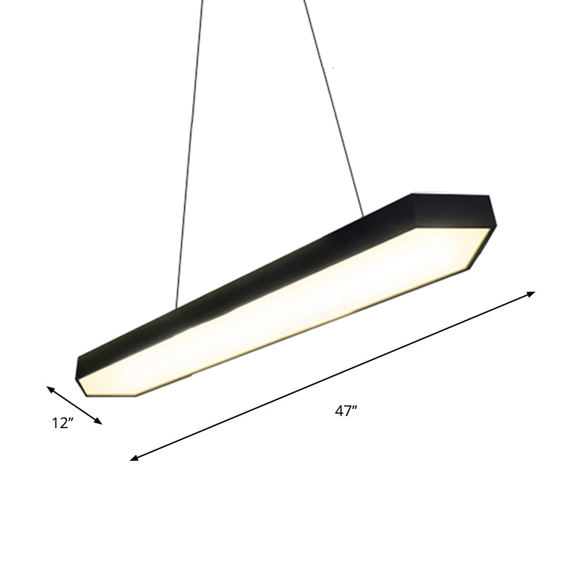 Éclairage pendentif linéaire en métal Kit de lampe suspendue à LED moderne blanc / noir / argent en lumière blanche / chaude / naturelle, 4 "/ 8" / 12 "de large