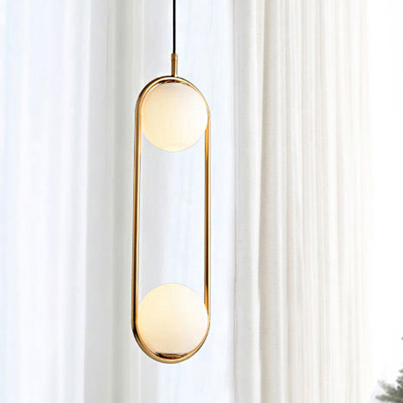 Globe Anhänger Beleuchtung modernes weißes Glas 1/2 Lichter Schwarz/Gold Hanging Deckenlampe für Schlafzimmer