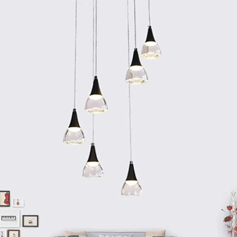 Posteo cónico de gato acrílico moderno 5/6 light Luz de techo colgante para la sala de estar de dormitorio