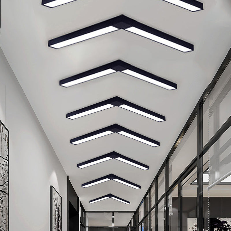 23,5 "/35,5"/47 "Lange LED Hängende Beleuchtung mit schlanker rechteckiger linearer Metallschatten Minimaler Silber/Weiß -Weiß -Deckenlampe, 5"/8 "/12" breit