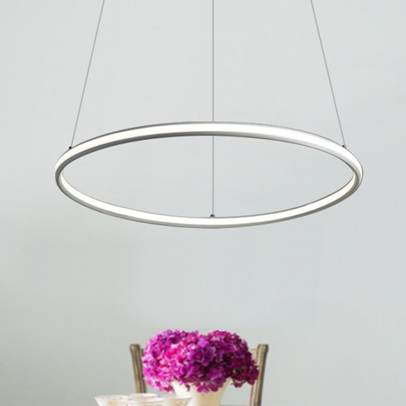 Acrylic Ring Chandelier Simple 1/2/3-Light LED Ceiling Pendant Lighting Fixture in Warm/White/Natural Light