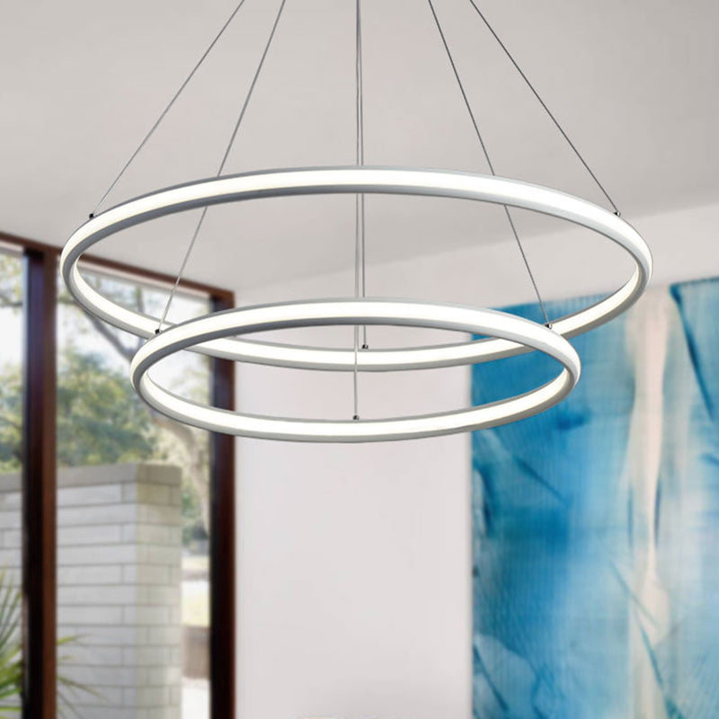 Acrylic Ring Chandelier Simple 1/2/3-Light LED Ceiling Pendant Lighting Fixture in Warm/White/Natural Light