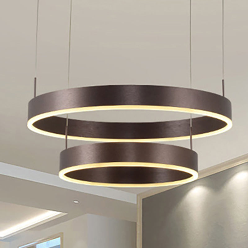 Modern 1/2/3-Light Suspension Pendant with Acrylic Shade Coffee Ring Chandelier Light in Warm/White Light