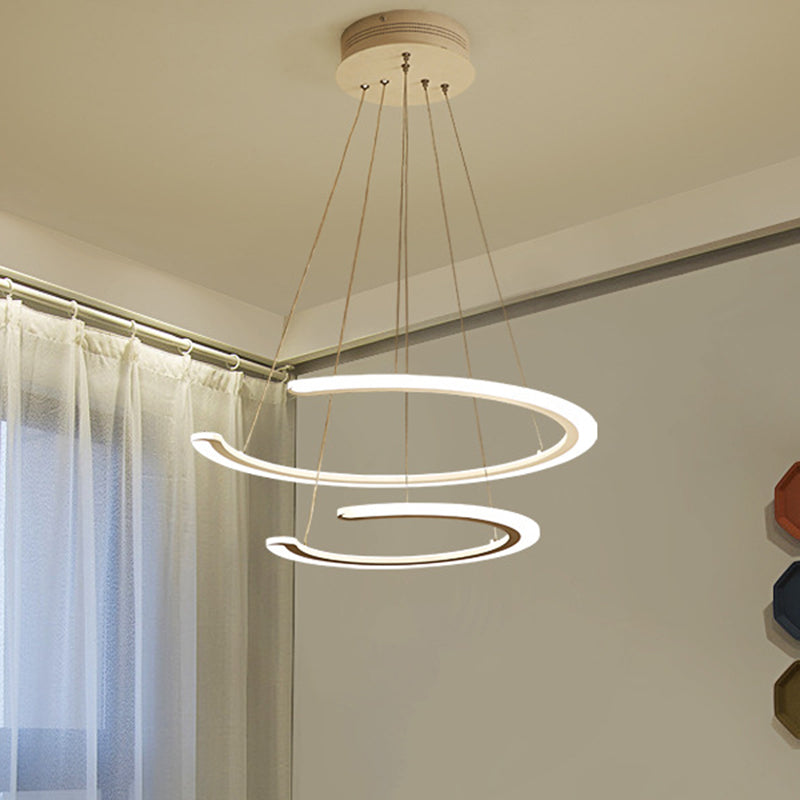 Ring Dining Room Chandelier Acrylic LED 1/2/3 Light Postmodern Ceiling Pendant in Warm/White/Natural Light